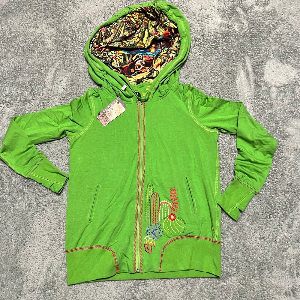 Ay Guey Hoodie Womens Medium Large Viajera Green Jacket Full Zip Sudadera